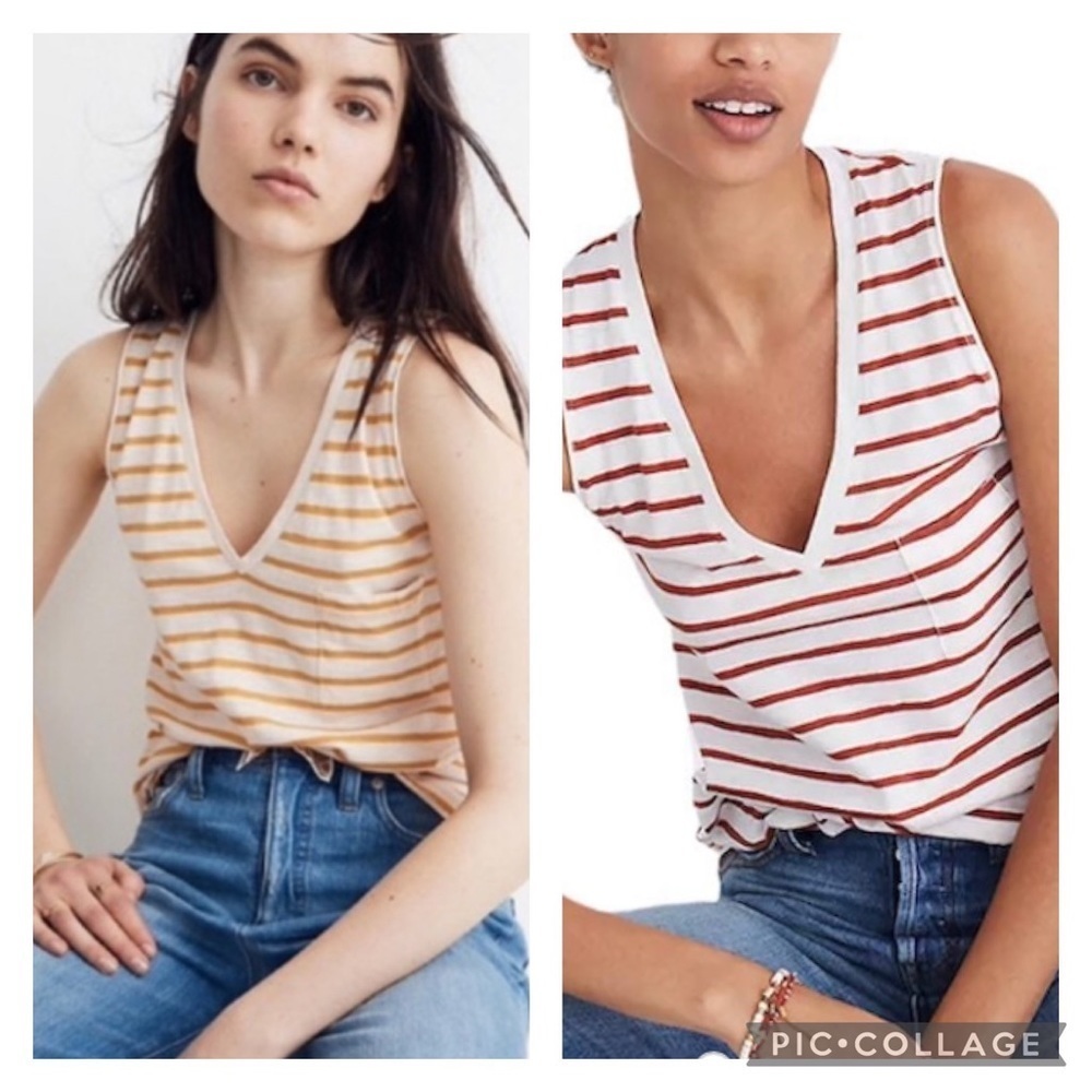 Madewell TWO Whisper striped pocket tanks XXS